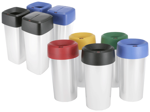Vileda Professional Iris Round afvalbak 50l — zilveren · 38 x 73 · Pak (1 stuks)